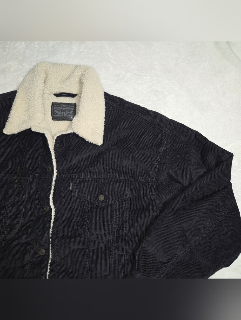 Levi's Corduroy Sherpa Lined Black Jacket Men Size XL